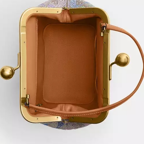 Coach Rainbow Crystal 16 Kisslock Frame Clutch - Brand New - Picture 5 of 7